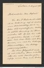 Nachlass Franz Steindachner, Brief von Josef Szombathy an Franz Steindachner (08.08.1906), Inv.Nr. 534.08, Seite 1